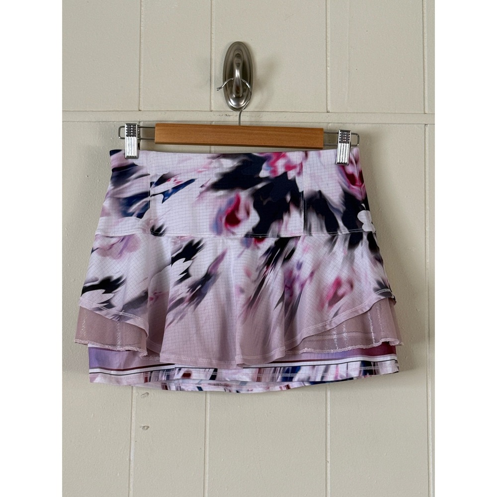 Lucky in Love Women Abstract Print Tiered Tennis Skort Purple Size XS Pickleball